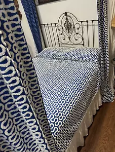 Hofmann by Fruit of the Loom Cobalt 101 x 88 CHENILLE + (4) 25x81 BED-CURTAINS - Picture 1 of 15