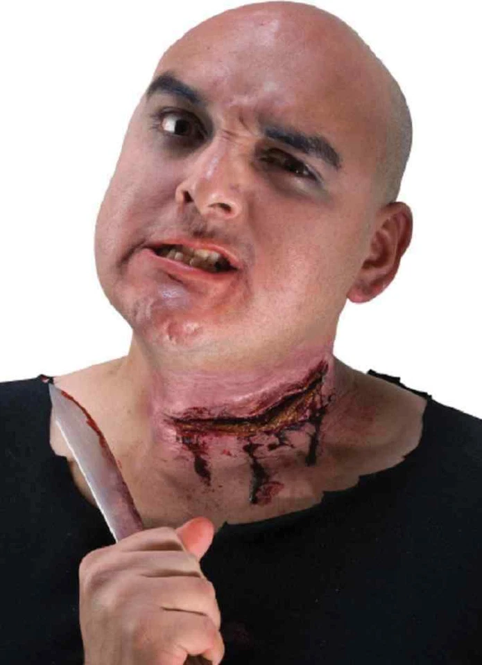 Slit Throat Cut Wound Scar Fancy Dress Halloween Costume Makeup Latex Prosthetic - Image 1 of 1