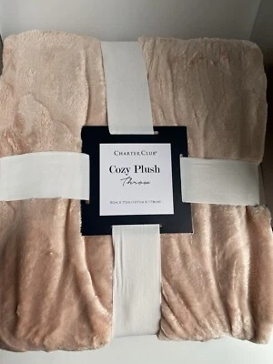 Charter Club Cozy Plush Throw, Blush Color, 50” x 70”, Polyester - Image 1 of 4