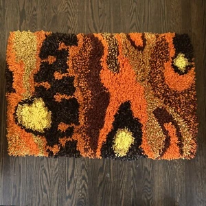Vintage 70s Danish Modern RYA Wool Rug 100cm X 66 Cm (3.3 X 2 Feet) VGC - Picture 1 of 21