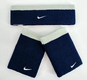 Nike Premier Headband & Wristbands Set Adult Navy/Grey - Picture 1 of 5