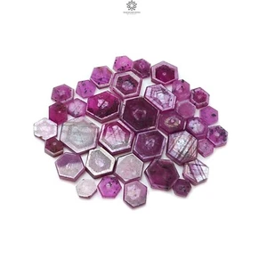 Rebanadas planas hexagonales de piedras preciosas de zafiro rosa romero de 142,00 quilates 7*6 mm-17*14 mm 35 piezas - Imagen 1 de 5