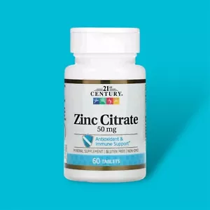 21st Century, Citrato de Zinc, Citrato de Zinc, 50 mg, 60 Comprimidos - Imagen 1 de 2