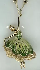 Collana Ballerina In Argento E Smalto Verde - Foto 1 di 7