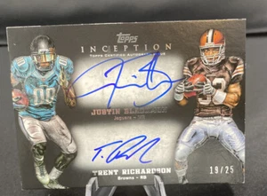 2012 Topps Inception Dual /25 Trent Richardson Justin Blackmon Rookie Auto RC 🔥 - Picture 1 of 3
