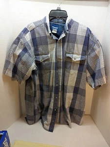 Wrangler Shirt Mens XL blue Western Rodeo Check Casual short Sleeve A 37 - Picture 1 of 4