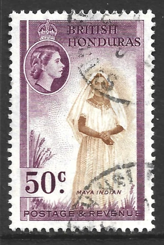 British Honduras, Scott #152, 50c Queen Elizabeth II, Used Cover