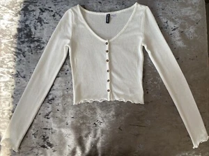 Strickjacke Jäckchen Cardigan Oberteil Bluse Crop Top Kurz Langarm Weiß Neu! - Bild 1 von 15