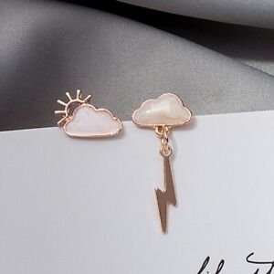Creative Cloud Lightning Asymmetry Stud Earrings Drop Dangle Women Jewelry 2021