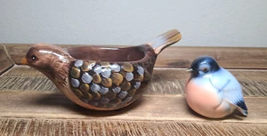 Dos estatuillas de pájaros de cerámica (un cuenco/plato de baratija) - Imagen 1 de 20