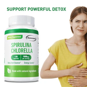 Spirulina Chlorella 1800mg -Heart and Immune Booster,Detox and Cleansing Support - Picture 1 of 12