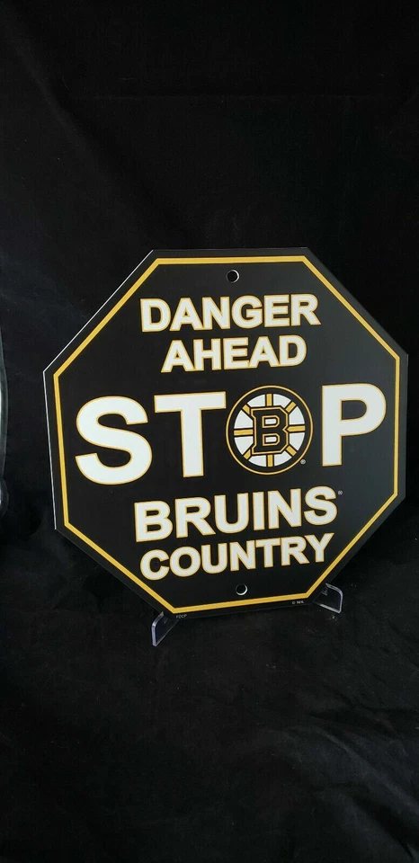 Letrero BOSTON BRUINS NHL PELIGRO 12x12 plástico parada estilo PATRIOT COUNTRY Foto 1 de 1