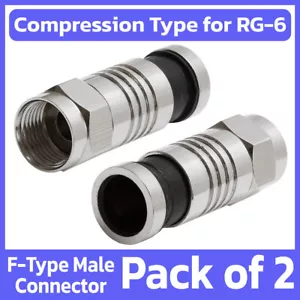2 Stück F-Typ Kompressionsstecker für RG6 Koaxialkabel Koaxialkabel Wasserdicht - Bild 1 von 7