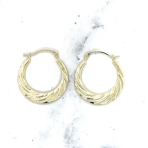 Crescent Hoops, Real Gold Earrings - Picture 1 of 7