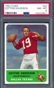 1962 Fleer FB #24 PSA 8 Cotton Davidson Texans 24 Nice! - Picture 1 of 2