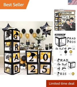 Memorable 2025 Graduation Decor: 4 Balloon Boxes with 'Grad' Letters & Balloons - Picture 1 of 9