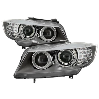 For BMW 328i 08-13 Headlights Driver & Passenger Side Black Factory Style Halo — 第 1/4 张图片