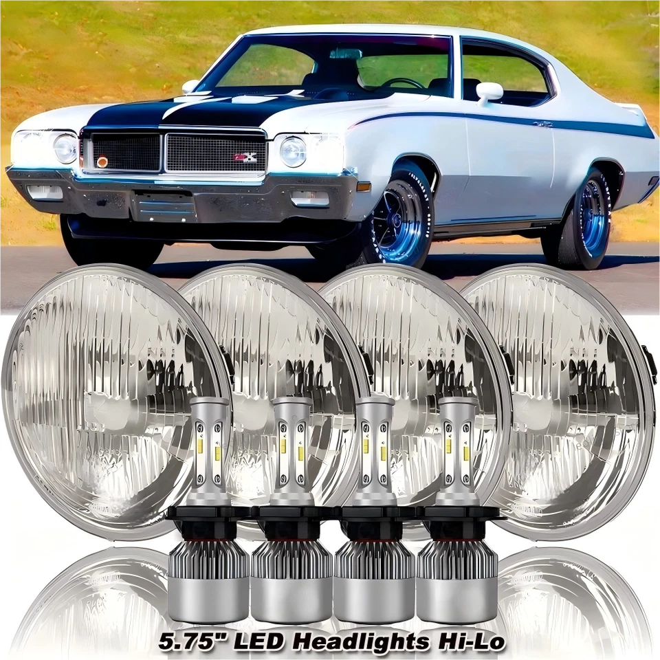 Faros LED Halo haz A redondos para Buick GS 455 1970-1972 4 piezas 5-3/4 5,75" pulgadas Foto 1 de 4