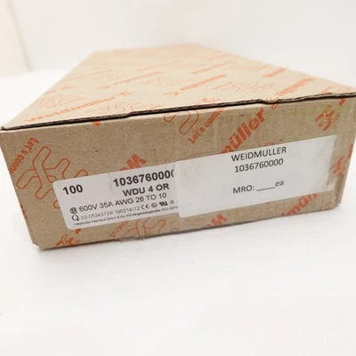 Weidmüller WDU 4 OR Terminal Blocks 1036760000 – 100pcs 600V 35A AWG 26–10 - Image 1 of 3