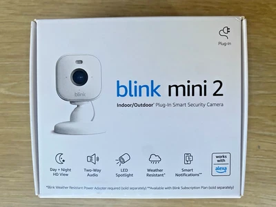 White Blink Mini 2 Indoor Outdoor 1080P Plug-in Smart Security Camera New 1 Unit - Image 1 of 4