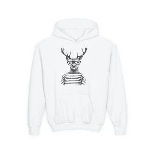Whimsical Deer Graphic Youth Hoodie - Fun Sweatshirt for Kids, Gift for [...] - Picture 1 of 9