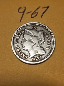1874 3 Cent Nickel Lot 9-67 - Picture 1 of 2