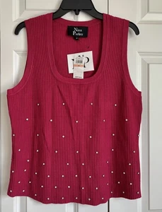 NINA PARKER WOMEN'S TOP PINK PLUS SIZE 2X RIBBED SWEATER PULLOVER SCOOP NECK  - Picture 1 of 6