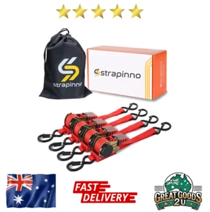 STRAPINNO Retractable Ratchet Straps 1 in x 10 ft, Secure Tie-Downs with Rubber- - Picture 1 of 7