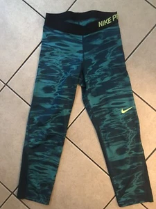 NIKE PRO DRI-FIT CAPRI'S LEGGINGS TEAL SIZE SMALL - Picture 1 of 7