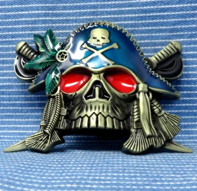 Pirata Calavera Cinturón Hebilla Sombrero Huesos Cruzados Espadas De Colección Años 90 Halloween Juegos con disfraces. BMW976 Foto 1 de 4