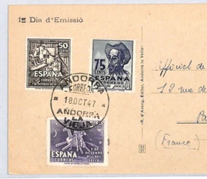 SPAIN USED ANDORRA FDC 1947 Encamp Radio Andorra Postcard France Paris YV292 - Picture 1 of 12