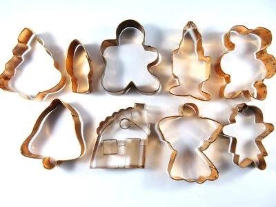 Wilton Copper Plated Christmas Cookie Cutters Lot Of 9 Each Unique - Image 1 of 4