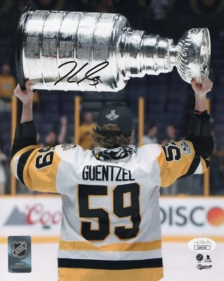Jake Guentzel autographed signed 8x10 photo NHL Pittsburgh Penguins JSA - Image 1 of 2