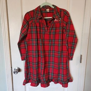 Kids GYMBOREE plaid Nightgown Pajamas PJ Red Christmas Sz L 10-12 Winter Cabin  - Picture 1 of 4