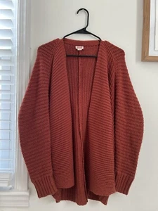 Mossimo Supply Co. Womens Dark Orange Boho Knit Oversized Cardigan Sweater XS - Picture 1 of 6