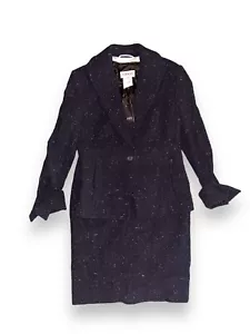 NWT FERAUD Skirt Suit Wool Silk Peplum Blazer Pencil Skirt sz 6, Speckled Black - Picture 1 of 12