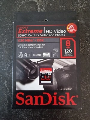 Brand New Sealed Sandisk 8GB Extreme SDHC Card-Class 10. Great Price.  - Image 1 of 3