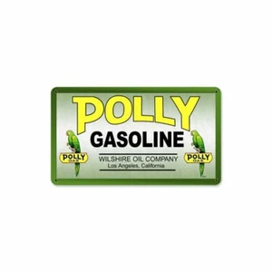 POLLY GASOLINE GREEN PARROT LOGO 14" HEAVY DUTY USA MADE METAL ADVERTISING SIGN - Picture 1 of 1