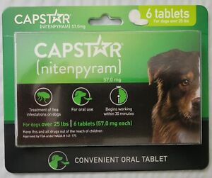 Capstar Fast-Acting Oral Flea Treatment for Large Dogs over 25 lbs, 6 Tabs 57mg
