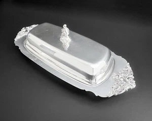 Grande Baroque by Wallace 9.5" 206 Silverplate Covered Butter Dish 2 PC Set - Picture 1 of 10