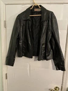 Vintage Jean Pierre Herren Schwarz Leder Cafe Racer Jacke Motorrad Biker Mantel 44 - Bild 1 von 5