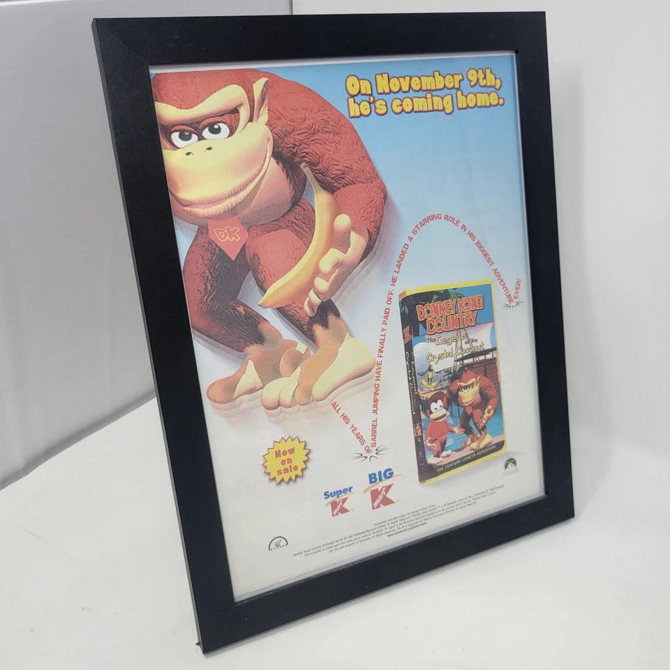 Donkey Kong Country анимационный журнал VHS реклама винтажная в рамке Kmart - Изображение 1 из 2