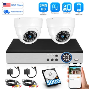 KERUI H.265+ 6-in-1 8CH DVR Recorder with 5MP 2Pcs Dome Outdoor Camera - Picture 1 of 33