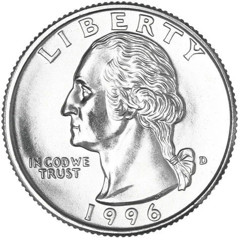 1996 D Washington Quarter Gem BU US Coin Cover