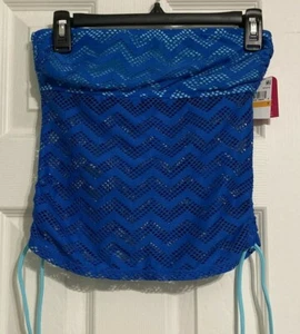 Hula Honey Blue Chevron/Herringbone Crochet Tankini/Tube Tube Top Size S NWT - Picture 1 of 9