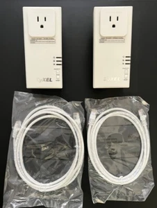 Two ZyXEL PLA-407 Pass Through Powerline Adapter Ethernet Networking Extender TV - Picture 1 of 3