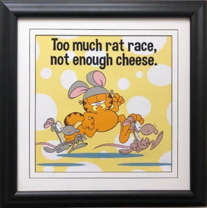 Jim Davis "Too much rat race, not enough cheese." FRAMED Office Art Garfield - Picture 1 of 3