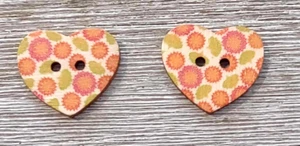 2 Flower Heart Sewing Buttons Crafting Wood 2 Hole 1" - Picture 1 of 2