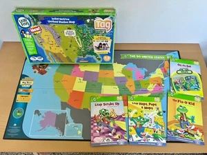 Leapfrog Tag Interactive Large 35"x20" United States Map & 4 Paperback Books - Picture 1 of 2