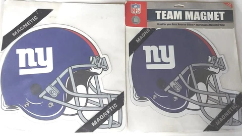 2 NFL Team Magnet New York Giants 10.5" Jumbo Magnetic Vinyl Helmet Decals Cover
